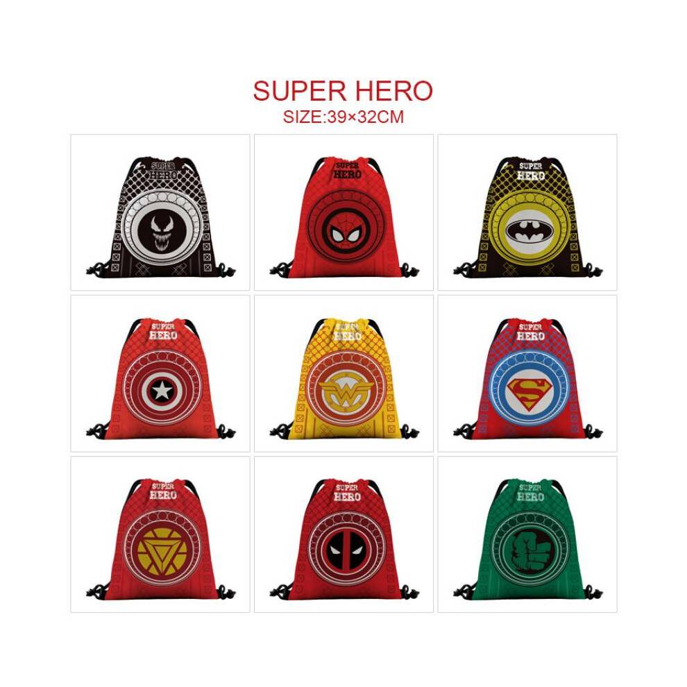 (SK-0462 venom) Marvel Superhero Drawstring Backpack Cartoon Anime Cinch Bag Large Capacity Lightweight Sackpack Full