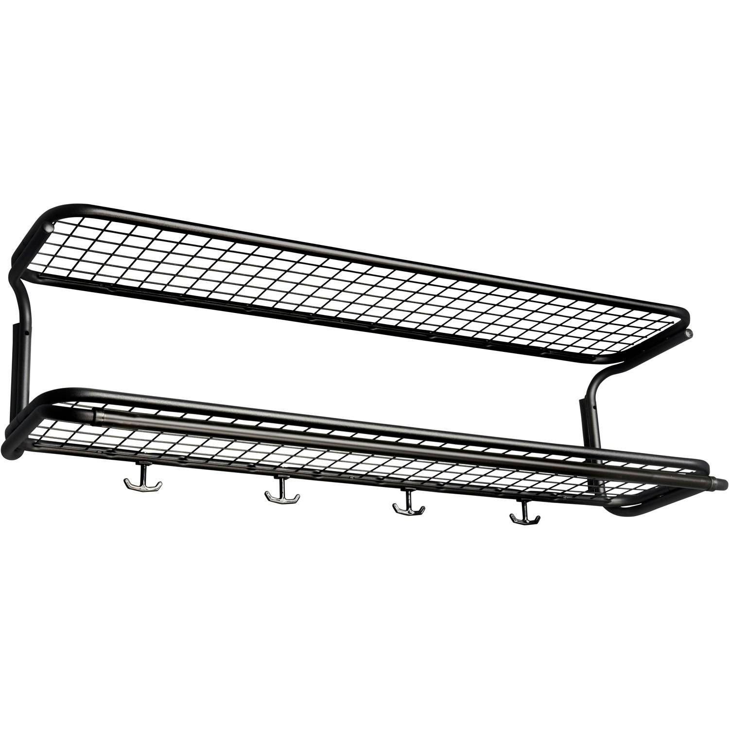 Essem Design Classic 650 Hattehylde Dobbelt 90 Cm 4 Kroge - Hattehylder Stål Sort - 650-90 ST/ST