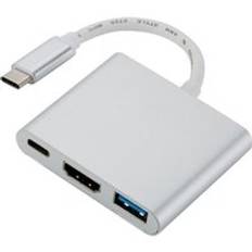 Thunderbolt 3 adapter usb typ c hub hdmi-kompatibel 4k support samsung dex mode usb-c dock med pd för macbook pro/air - 3 in 1 silver-