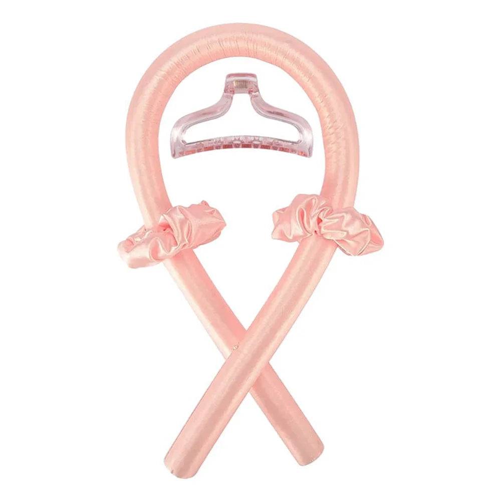 Heatless Curling Rod Headband No Heat Silk Curls Ribbon Hair Rollers Sleeping Soft Headband Lazy Hair Curlers Hair Styling Tools - Orange-pinkwith Clip / CHINA