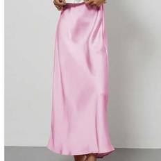 Se-Hore Fashion Women&#39;s Elastic Satin Texture Satin Maxi Skirt - Begonia Powder - L,M,S,XS
