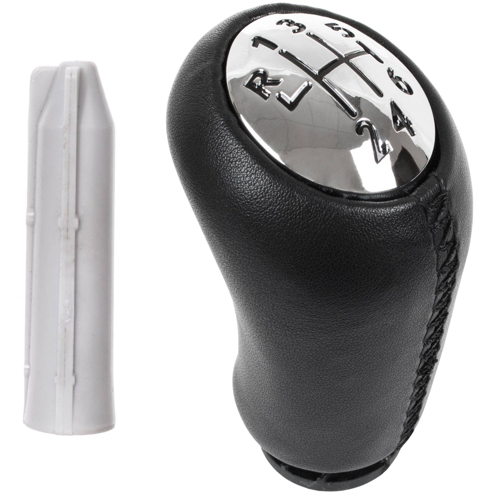 Renault Clio II III IV 6-SPEED gear shift knob BLACK LEATHER + CHROME + adapter / gear shift knob lever adapter 2 pcs. SET