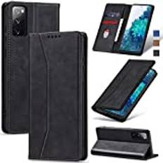 Jasonyu Skal för Samsung Galaxy S20 FE,Läder Vikbart Skyddande Fodral [Hölster, Magnetisk, kortfack, stativfunktion] Wallet Leather Case Cover för Samsung S20 FE (Svart)