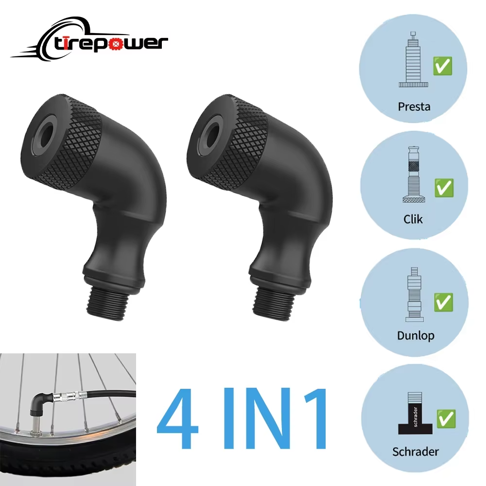 Ctrepower Bike Pump VC Air Nozzle Adapter Mini 4 in 1 Universal for Presta Schrader Dunlop Clik Valve Bicycle and Ball Inflation