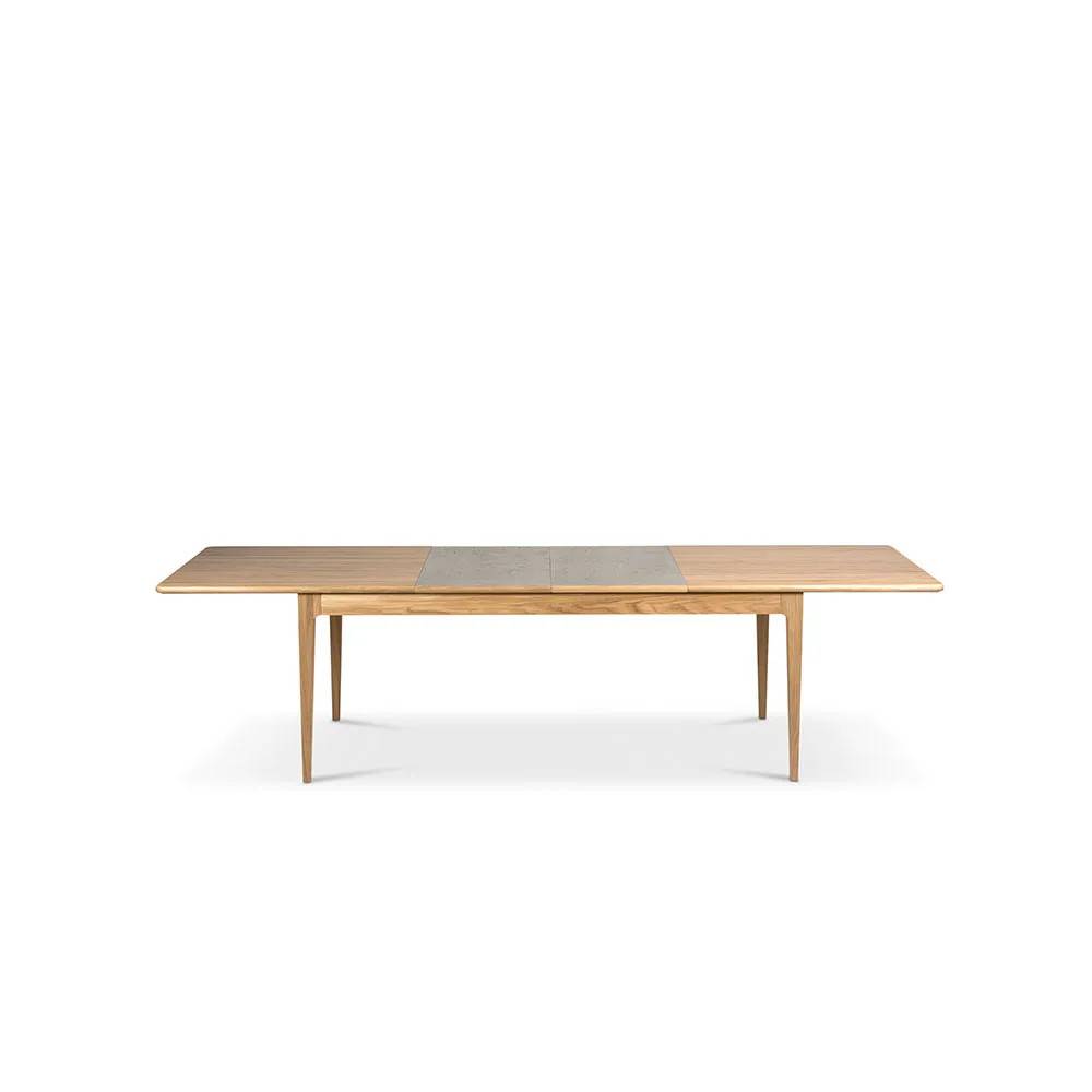 Mavis Höllviken matbord ek vitpigmenterad mattlack, 2 ilägg, kalksten á 50 cm - Beige