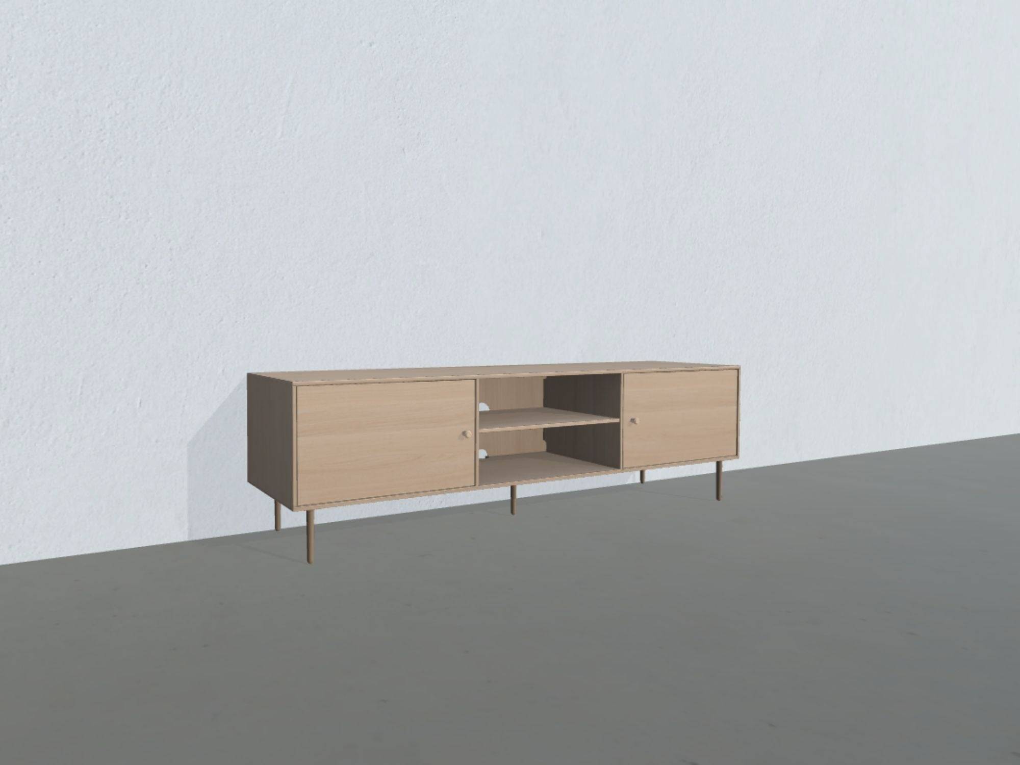 Square Classic TV-bord - opstilling 180 (massiv træ korpus, hvidolieret eg massiv korpus, hvidolieret eg klap, dybde: 42 cm)