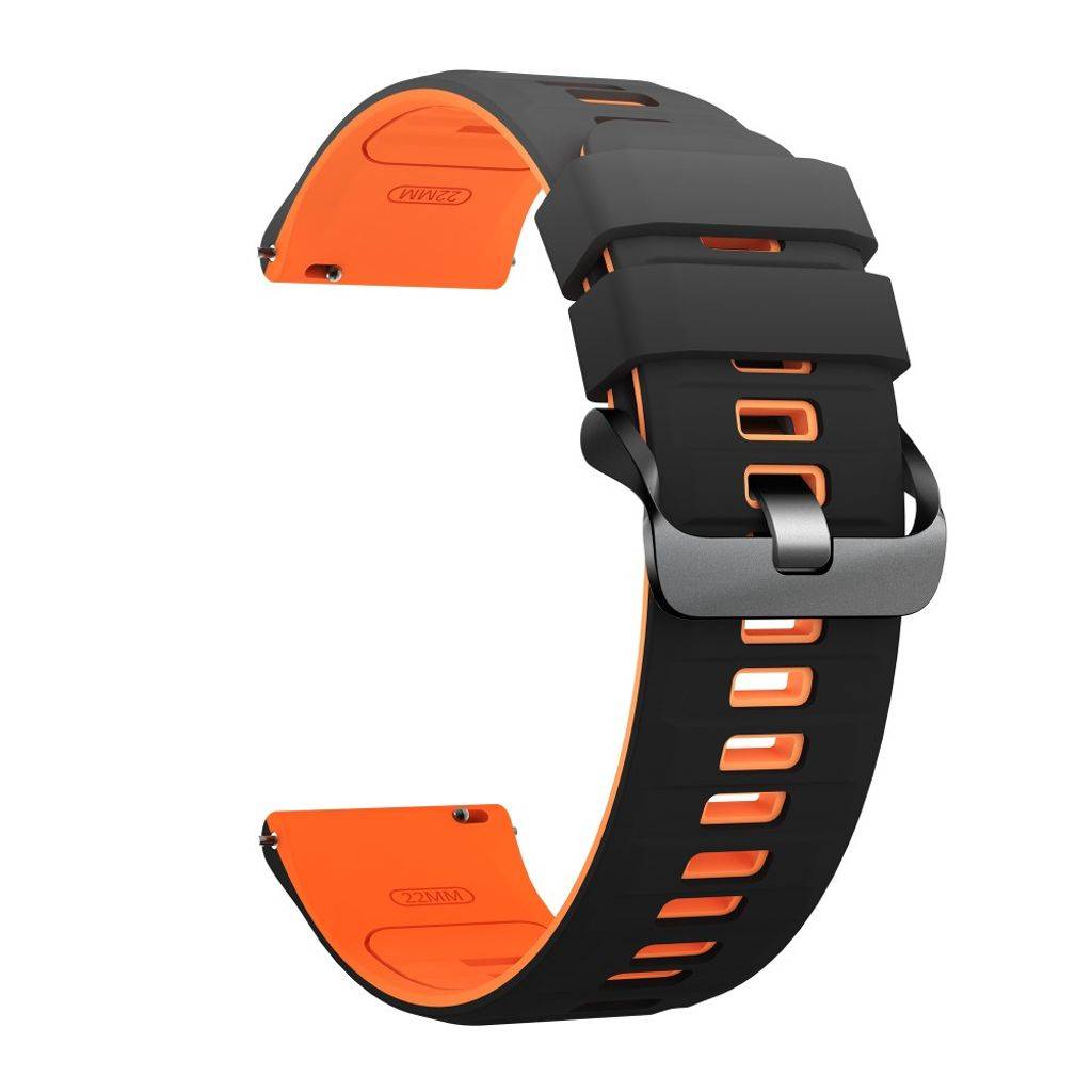 Huawei Watch GT5/GT5 Pro/Galaxy Watch3 osv. Urrem Silikone – Sort/Orange
