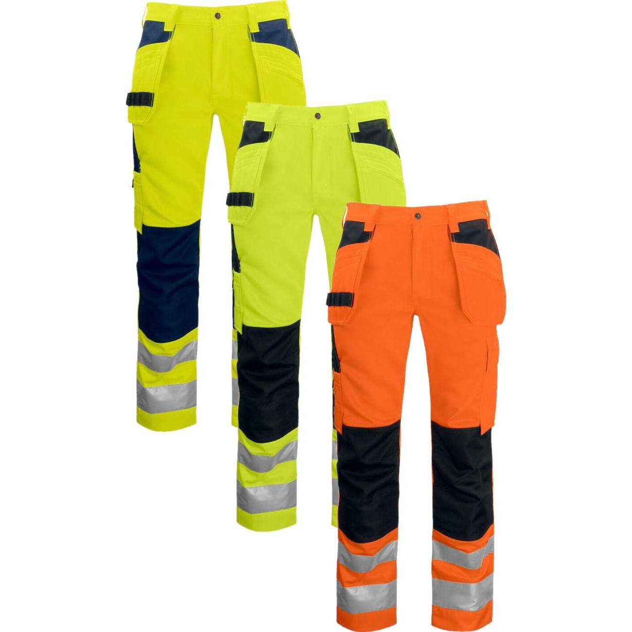 ProJob 646531 6531 arbejdsbuks en iso 20471 klasse 2 / Arbejdsbukser Orange/Sort C48/148.