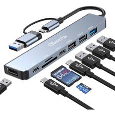 USB C Hub 3.0, 8-i-2 multiport-adapter med SD&TF-kortläsare, 3,0 och 2,0 portar, typ C-anslutning för MacBook Air/Pro, Galaxy, iPad, Windows