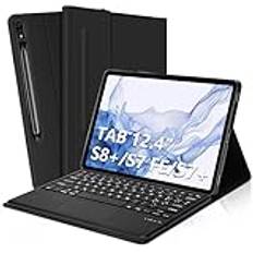 AVNICUD Trackpad Tangentbord för Samsung Galaxy Tab S8 Plus | Tangentbord för Samsung Galaxy Tab S7 FE/S7 Plus 12,4 tum - Italiensk QWERTY Touchpad Löstagbart Bluetooth-tangentbord, svart