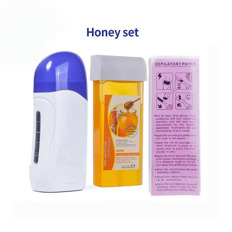 Portable Wax Depilatory Roller Machine Wax Heater Set Hair Removal Cream Waxing Warmer Roll on Wax Heater Roller Epilator - Red / US Plug