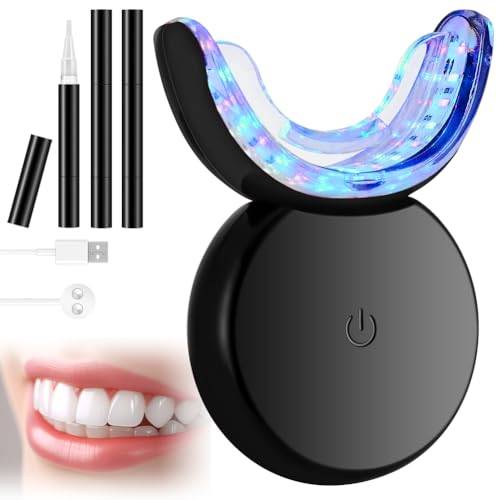 Teeth Whitening-kit, professionellt tandblekningsset för tandblekning och tandblekning. LED-hus tandblekningsset med 3 tandblekningsgel snabb tandblekning för män och kvinnor (svart)