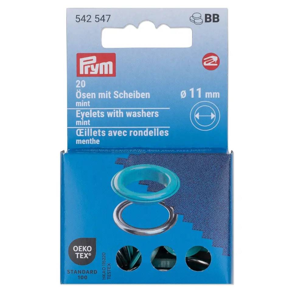 Prym Snøreringe/Sejlringe Ø11mm (Mint/sølv).