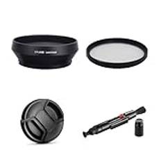 Kameratillbehör paket set för Olympus M.Zuiko Digital 17 mm f/1,8 lins med Olympus E-M10, E-M10 II, E-M10 III, E-M10 IV inklusive LH-48B ersättningslinshuva, MC UV-filter, linslock, rengöringspenna