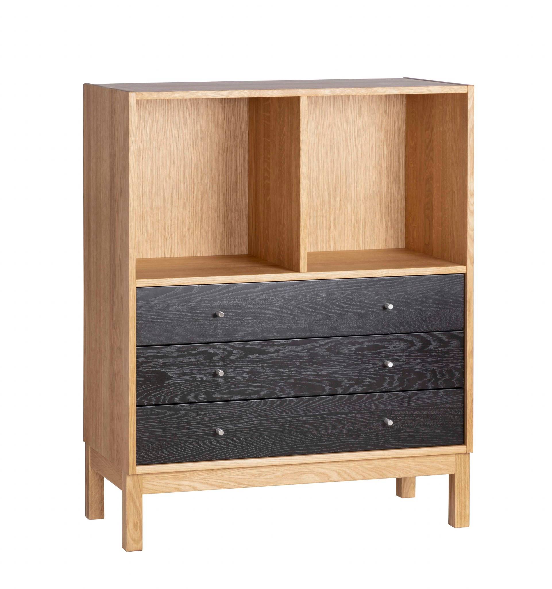 HASLEV KOMMODE 3002 I OLIEDE EGETRÆ MED FRONTER I SORTBEJDSKET OG LACQUERET EG - 88