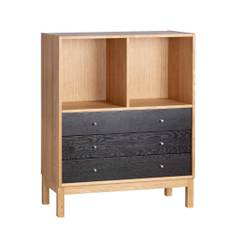 HASLEV KOMMODE 3002 I OLIEDE EGETRÆ MED FRONTER I SORTBEJDSKET OG LACQUERET EG - 88