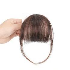Clip In Bangs 100 % Real Human Hair Extensions Wispy Bangs Dark Brown Natural Bangs Hår Clip On Bangs Air Bangs Fransar Med Tempel Hårstycken För Kvin