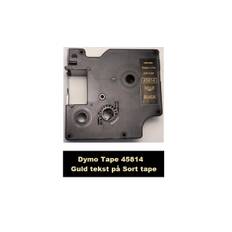 Dymo Tape D1 45814 i 19mm x 7m med Guld tekst på Sort tape.