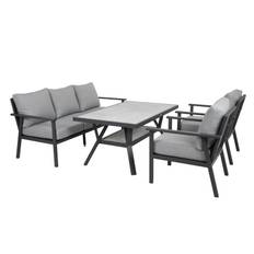 Brafab Samvaro sofagruppe Antracit med grå hynde 3-personers sofa, 2st lænestoler & bord 140x90 cm