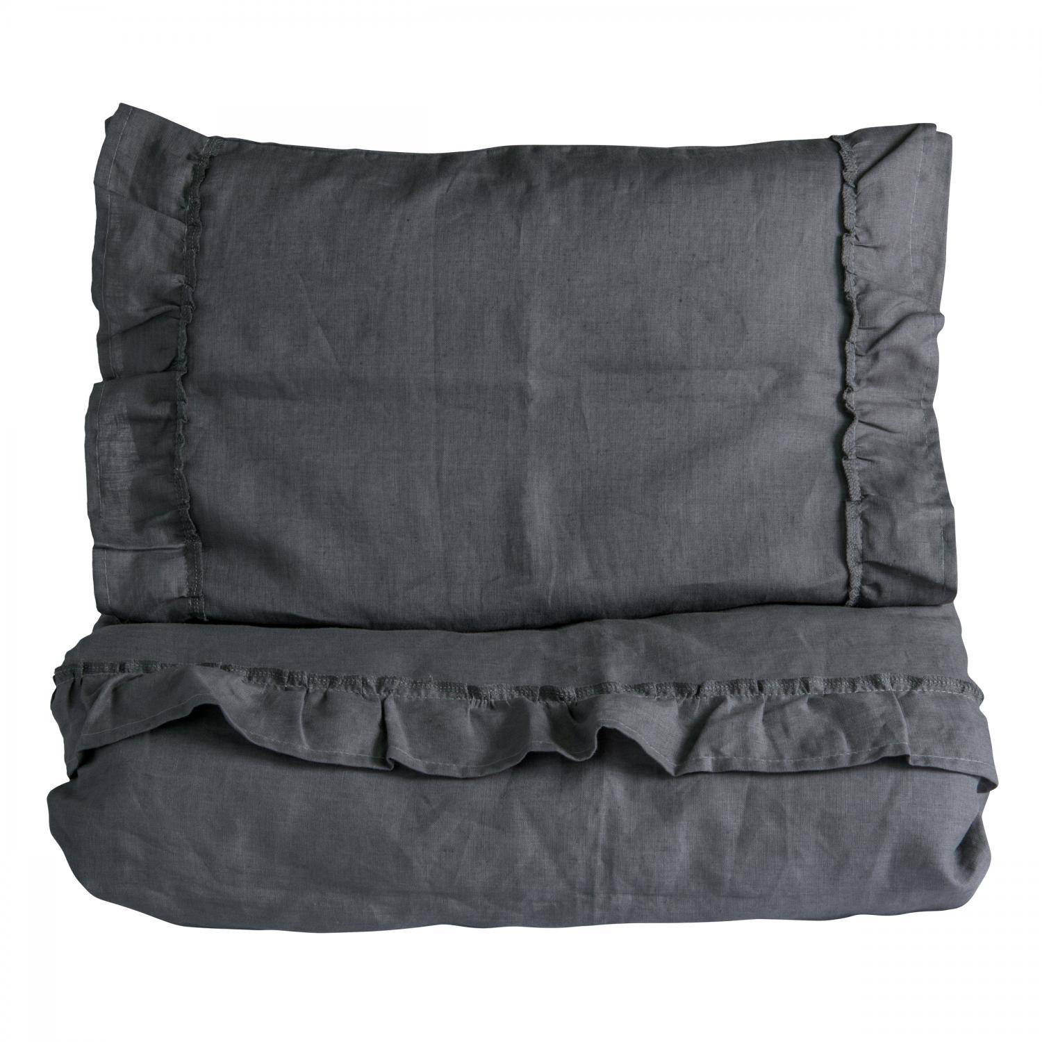 NG Baby - Mood Volang Påslakanset Linne Graphite Grey 80x70 från Sleepo - Grå (Vagga 70x80cm)