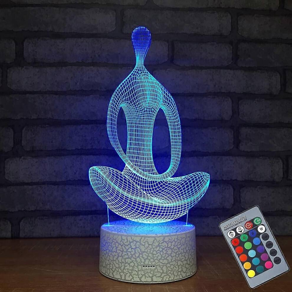 Nattljus för barn, 3D-visualisering, 7 färger + 16 färger, växlande optisk illusion, LED-peksensor