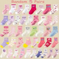 Slumpmässigt 5 par höst- och vinterstrumpor för barn Rosa kärlek lila bokstäver Kärlek Casual Sportsockor Stora Barn Baby Bebis Golvstrumpor Flickor S - Multifärgad (8-12Y,1-2Y,2-3Y,3-8Y)