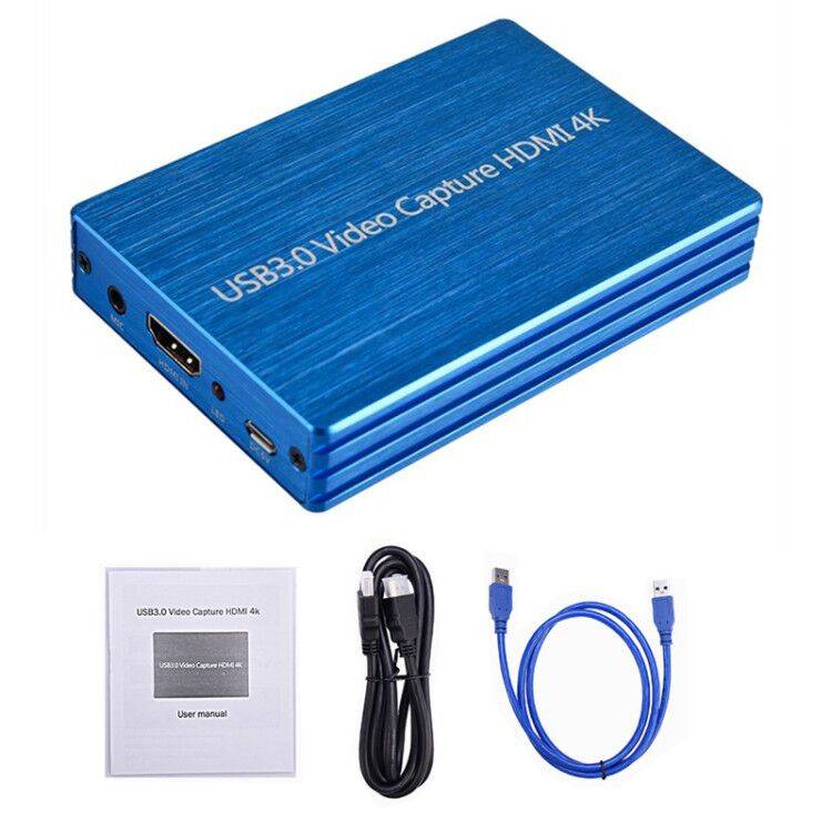 4k @ 60hz hd usb 3.0 hdmi-kompatibel videoinspelning 1080p hdmi till usb videoinspelningskort dongel för obs-fångning av spelfångstkort - Blå