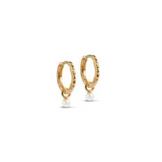 Enamel Belle Pearl Hoops - E271GM