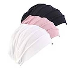 LSGGTIM 3 st turban dam kemo-huvudbonad, cancermössor, huvudduk, dambandana, beanie, hatt, bomull, kemo-hattar, slouchy turban, sovmössa, cancermössa, huvudbonad för kvinnor, cancer håravfall