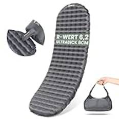 Hikenture Campingmatta med R-värde 6,2, ultralätt isomatta, 8 cm tjock uppblåsbar matta, luftmadrass med liten förpackningsstorlek för 4 årstider, sovmatta för camping, utomhus och vandring – A1