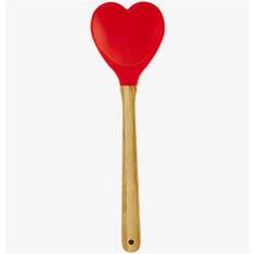 Slev hjärtformad i silikon & bambu röd L:26cm