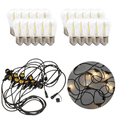 LED ljusslinga med lampor | 20m | inkl. 20 st. Plastlampa | 2700K