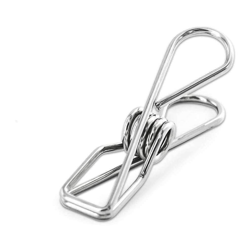 Holdbare metalklemmer, tøjklemmer, kraftige tøjklemmer, fødevaregodkendt rustfrit stål, stor størrelse, nem at gribe, ingen rustpletter til