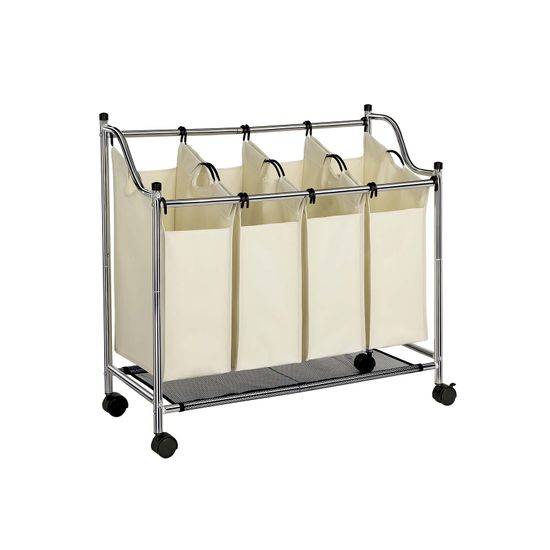 Vasketøjskurv med 4 rum beige