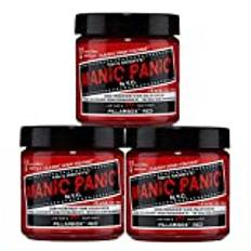 Manic Panic Pillarbox Red Classic Creme, Vegan, Cruelty Free, Red Semi Permanent Hair Dye 3 x 118ml