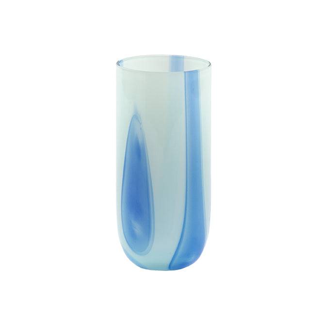Flow Højt Glas - Lyseblå M. Striber - H 15 x D 7 cm - 40 cl