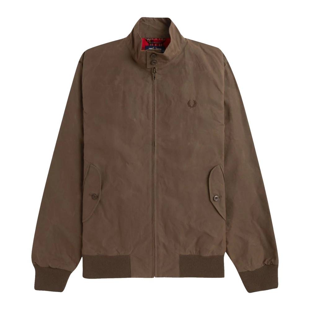 Fred Perry - Vaxad Harrington Jacka Bränd Tobak Jackor - Herr - 2XL - Bomull