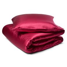Sängkläder i silke 140x220 cm - Plommonfärgade sängkläder - Bäddset i 100% mullbärssilke - By Borg - Röd/Pink (140x220 cm)