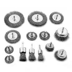 14 stycken metallborste, 6 mm metallborstar, olika storlekar 100/75/50/40/38/25/19 mm, används för rost, korrosion, färgborttagning