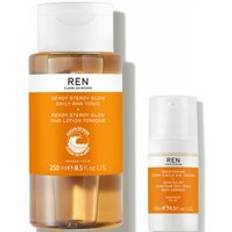 REN Clean Skincare Ready Steady Glow Daily AHA Tonic 250ml and Radiance Brightening Dark Circle Eye Cream 15ml