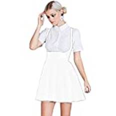 Shiny PVC Leather Lady Bodycon Pleated Dress Women,White,XS