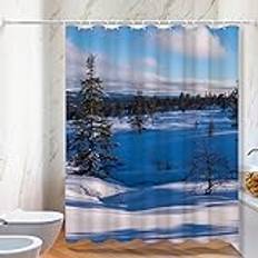 Gambo duschdraperi snöskog utomhus, vattentät design polyester, snabbtorkande, badrumstillbehör, mögelsäkra rostfria öljetter, enkel installation, tvättbart duschdraperi