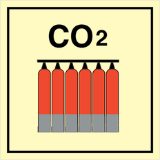 Fast brandsläckare batteri CO2, 150 x 150 mm
