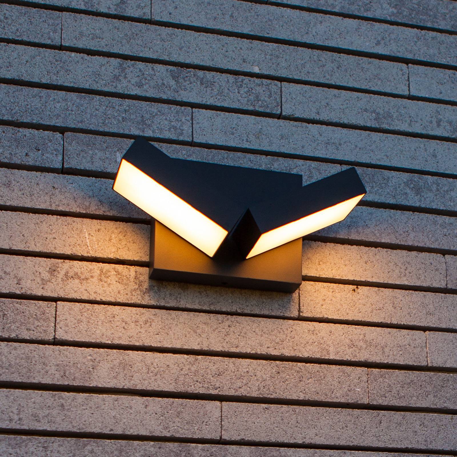 LUTEC Vägglampa utomhus TWISTO, Aluminium / grå / zink, Aluminium / grå / zink, Modern, Utomhusvägglampa
