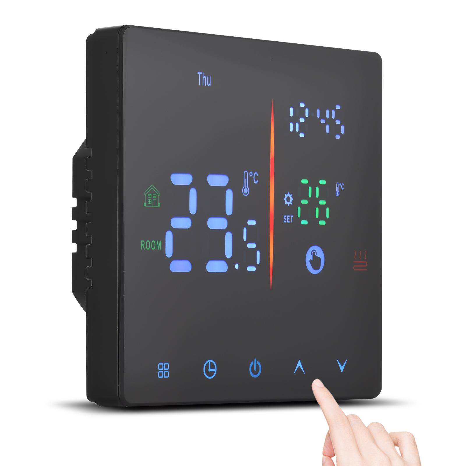 Smart termostat för hemmet WiFi Veckoprogrammerbar digital termostat Manuell/automatiskt läge Tuya Electric Heating without WiFi svart