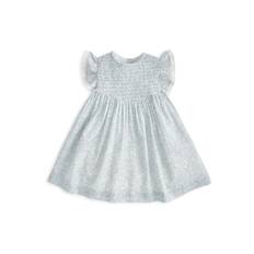 Mamas & Papas Mamas & Papas Blue 100% Cotton Floral Print Frill Sleeve Dress