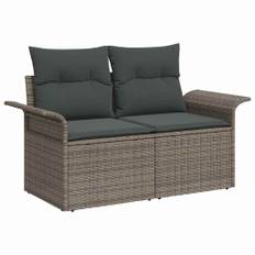 vidaXL Havesofa Sæt med pude med opbevaring 6 pcs Grå Poly rattan