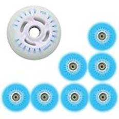 JJHIOI LED Light Up Wheels 90A Luminous Inline Skate Wheel Indoor Outdoor Ersättning PU-hjul med lager, 8 Pack,Blue,72mm