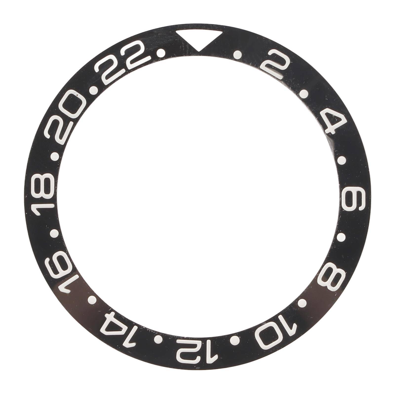 Keramisk Klockring Svart Bas Vita Siffror Klockring Insats Reservdelar Tillbehör för 38mm