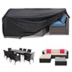RICHIE Överdrag för trädgårdsmöbler vattentätt tungt 420D Oxfordtyg 240 x 140 x 90 cm rektangulärt trädgårdsbordsöverdrag uteplats bordsskydd vattentät anti-UV möbelöverdrag för möbler set